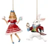 Alice in Wonderland and Too Late Rabbit Ornament 2 Assorted TR 27510