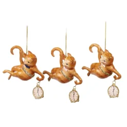 Cheshire Cat Ornament with Clock 3 Assorted B 96410