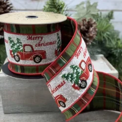 D. Stevens Faux Dupion Plaid Ribbon