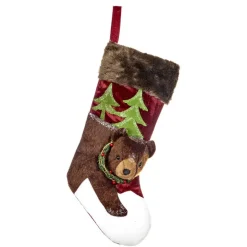 Fabric Bear Stocking Brown TR 28345
