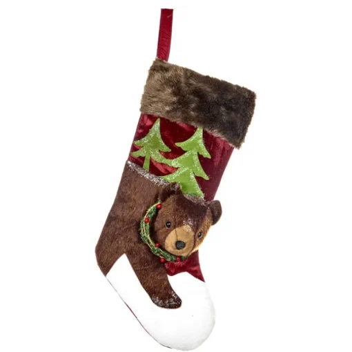 Fabric Bear Stocking Brown TR 28345