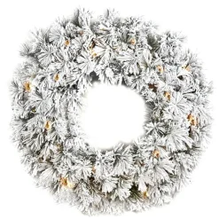 Flocker Needle Pine Wreath with Lights ALS 78222