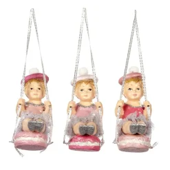 Girl on Macaron Swinging 3 Assorted B 96355