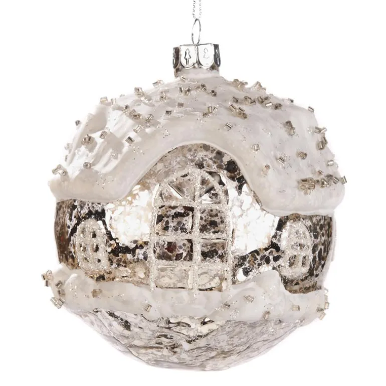 Glass Antique Bead House Ball Silver P 37352