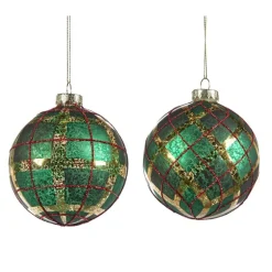 Glass Antique Tartan Ball 2 Assorted TR 27144