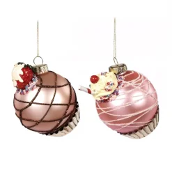 Glass Cupcake Ball Ornament 2 Assorted TR 27424