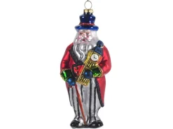 Glass Santa Holding Big Ben Ornament TR 17657