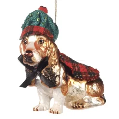 Glass Tartan Dog Ornament TR 27062