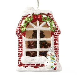 Glass Xmas Scene Window Ornament TR 27006