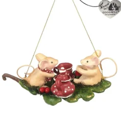 Goodill Belgium 2020 B 93156 Woodland Tea Party Mice On Leaf
