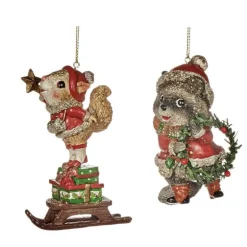 Goodill Belgium 2020 TR 25249 Glittered Xmas Squirrel Raccoon 2 Assorted
