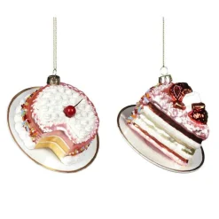 Goodill Belgium 2020 YA 92227 Glass Cake Pie On Plate Ornament 2 Assorted