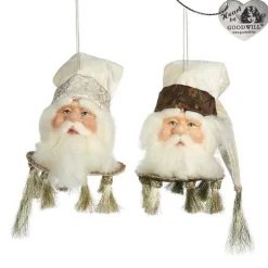 Goodwill Belgium Journey Santa Head Ornament 2 Assorted J 64255