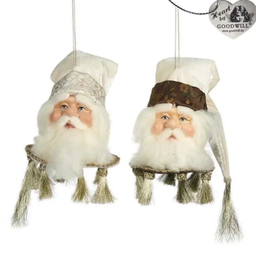 Goodwill Belgium Journey Santa Head Ornament 2 Assorted J 64255
