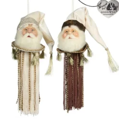 Goodwill Belgium Journey Santa Tassel Ornament 2 Assorted J 64254