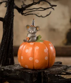 Halloween Mouse On Pumpkin MA2077 Bethany Lowe