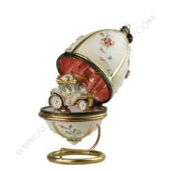 Hinged Egg with Carriage Komozja Family Mostowski - Glass Bauble handmade in Poland