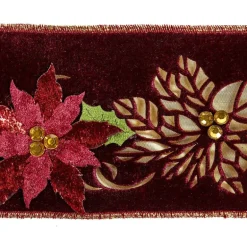 Katherine's Collection Cut Out Poinsettia Ribbon Burgundy 08-783543 08-783543