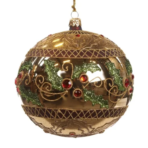 Katherine's Collection Glass Traditional Holly Ball Gold KC L 02-731179