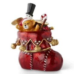 K&K Interiors 53164A - Red Christmas Stocking Hinged Jewelry Box