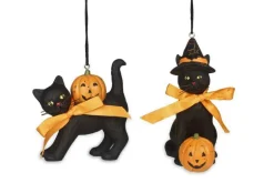 KL7552 Bethany Lowe Black Cat Ornament 2 Assorted
