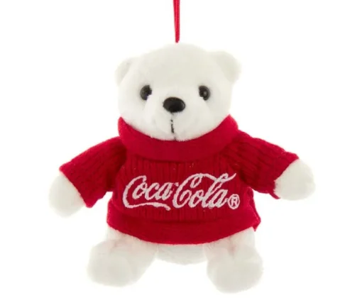 Kurt Adler 4" Coke Bear With Red Sweater Ornament CC7201