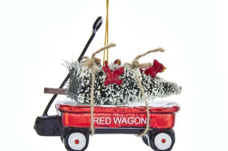 Kurt Adler NB1449 Noble Gems Glass Red Wagon Orn