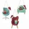Kurt Adler NYC C7667 Light Blue, Green and Red Vintage Style Chair Ornament, 3 Assorted