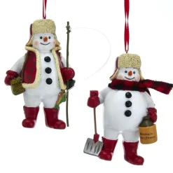 Kurt Adler NYC D3550 Lodge Snowman Ornaments, 2 Assorted