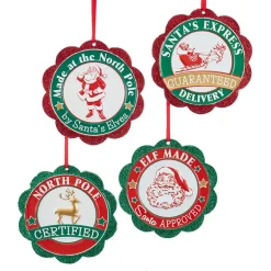 Kurt S. Adler NYC C6884 Santa Seal Of Approval Ornament 4 Assorted