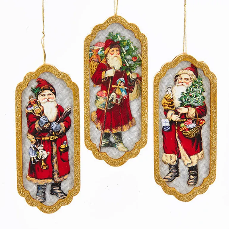 Kurt S. Adler NYC C6848 Vintag Cranberry Santa Frame 3 Assorted