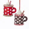 Kurt S. Adler NYC D3059 Claydogh Hot Cocoa Cup Ornament 2 Assorted