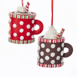 Kurt S. Adler NYC D3059 Claydogh Hot Cocoa Cup Ornament 2 Assorted