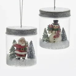 Kurt S. Adler NYC Santa and Snowman in a Mason Jar Ornament 2 Assorted C6707