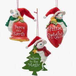 Kurt S. Adler NYC T2195 Santa Mouse Ornament 3 Assorted