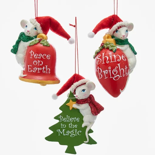 Kurt S. Adler NYC T2195 Santa Mouse Ornament 3 Assorted