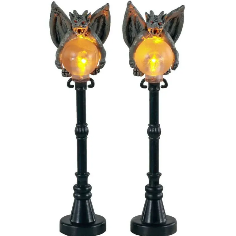 Lemax Village 2021 Gargoyle Lamp Post, Set Of 2 14829