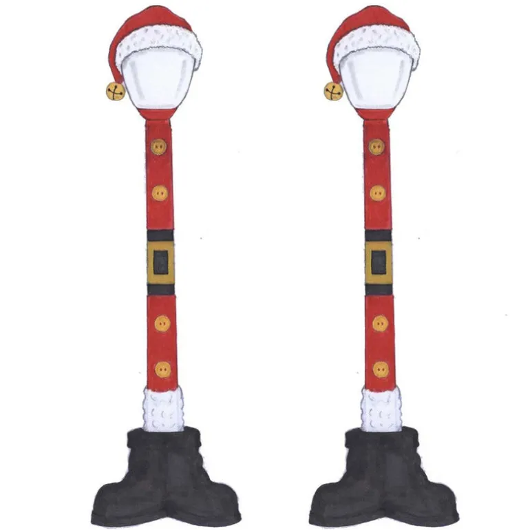 Lemax Village 64067 Santa Street Lamp, Set Of 2, B/O (4.5v) 64067