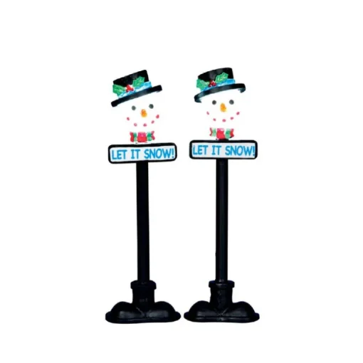 Lemax Village 34640 Snowman Street Lamp, Set Of 2, B/O (4.5v) 34640
