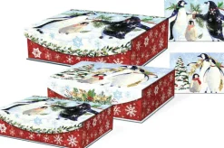 Nested Flip Top 3 Boxes Snowy Penguins G 43081N