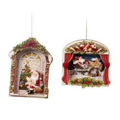 Paper 3D Santa Scene Ornament 2 Assorted TR 27035