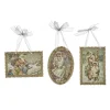 Paper Santa Scene Postcard Ornament 3 Assorted TR 28585