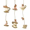 Tea Party Cat Dangle Ornament 3 Assorted C 15401