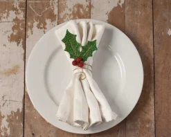 TF8627 Bethany Lowe Holly Leaf Napkin Ring
